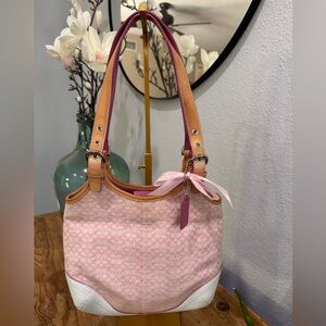 Vintage Coach Pink and Tan Shoulder Bag